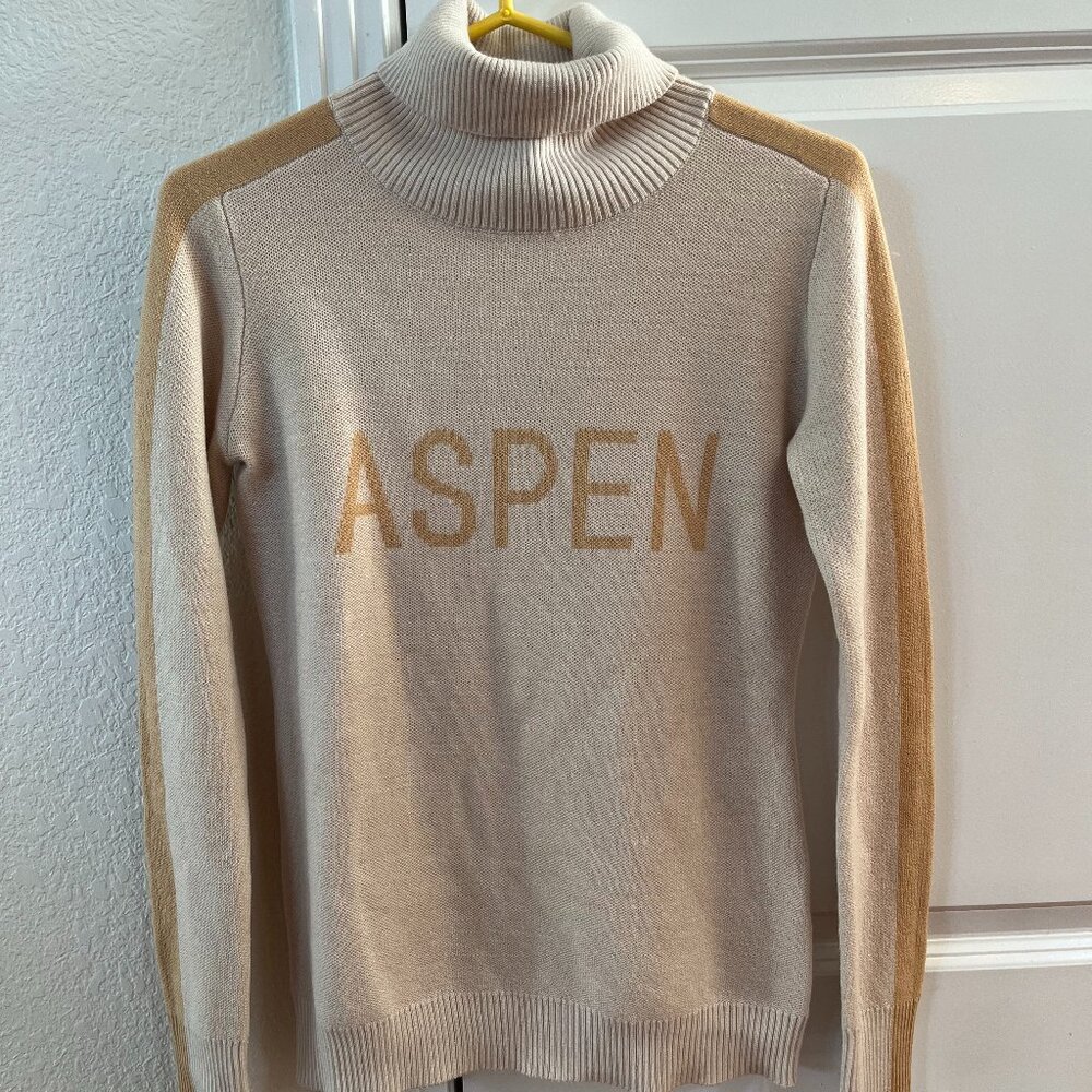Aspen Turtleneck Sweater - Women's Small - Beige/Gold